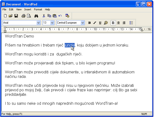 WordTran demonstracija